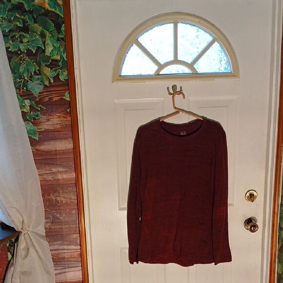 Men's Maroon Long Sleeve Top RL17 - Picture 1 of 5